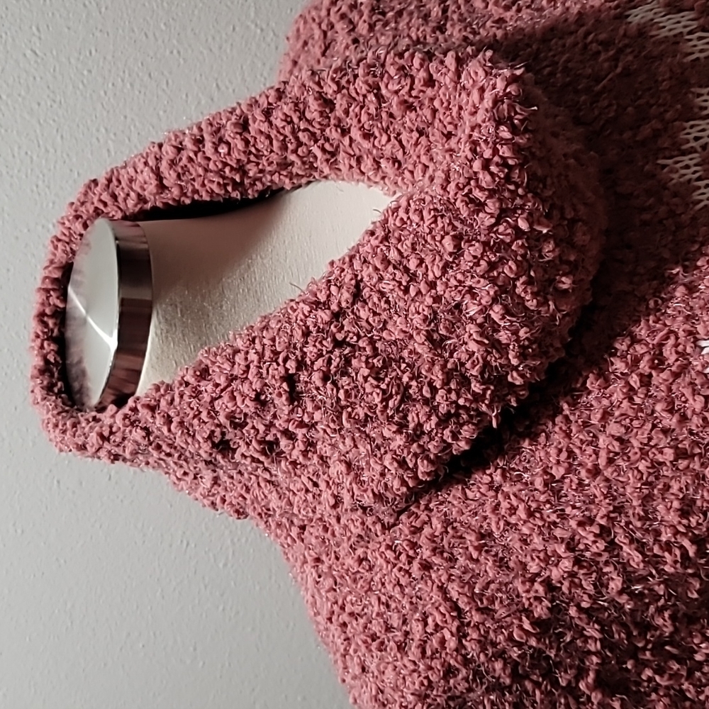 SONOMA XXL Mauve Cowlneck Long Sleeve Fair Isle Sherpa Comfy Cozy Sweater Top - Picture 11 of 13